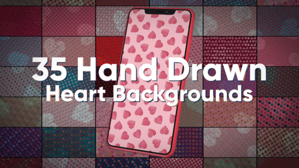 Videohive 35 Hand Drawn Heart Backgrounds