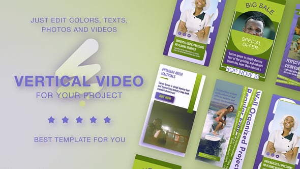 Videohive Instagram Vertical Stories Green Violet