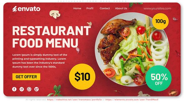 Videohive Restaurant Food Menu Promo 56085397