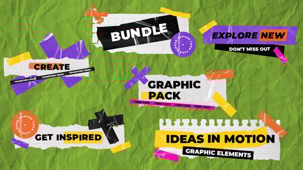 Videohive Ripped Paper Scotch Grunge Tape Titles Lowerthirds