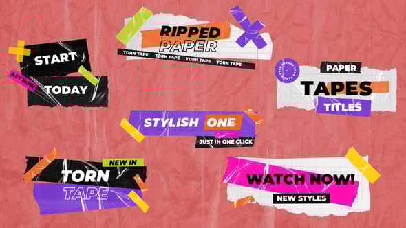 Videohive Ripped Paper Scotch Grunge Tapes Titles Lowerthirds 2