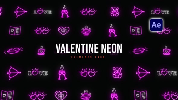 Videohive Valentine Neon Elements