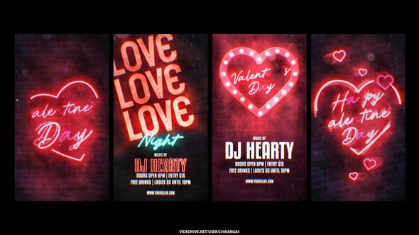 Videohive Neon Valentine Stories