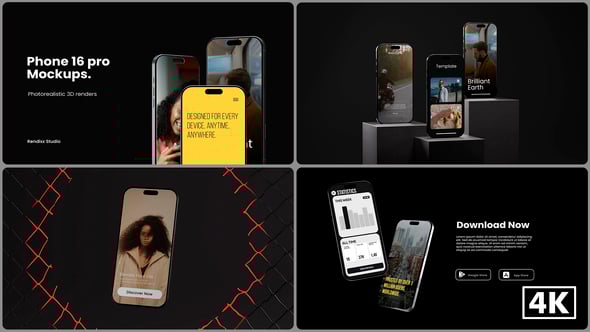 Videohive Phone 16 Pro Mockups