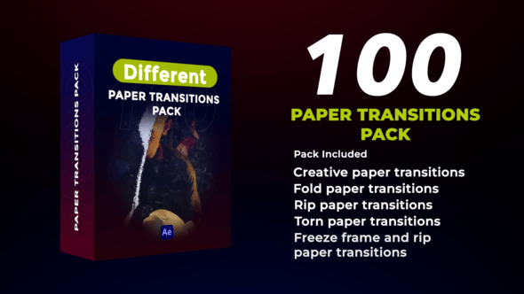 Videohive 100 Paper Transitions Pack