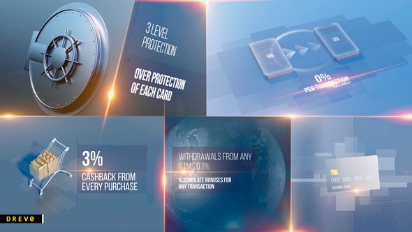 Videohive Online Bank Service/ Debit Credit Card/ Safe Deposit/ Big Money/ APP/ Transactions/ World Economy/ I