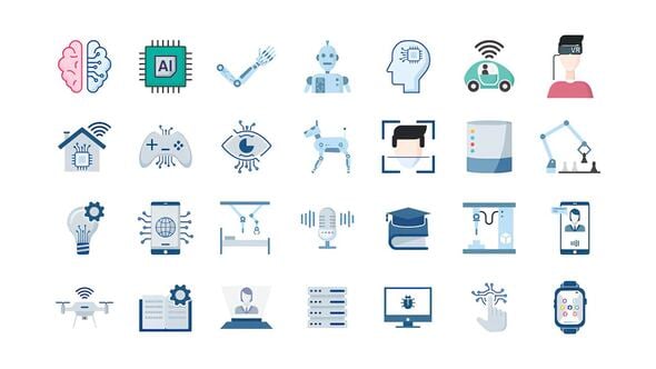 Videohive 100 Artificial Intelligence Icons 57125313
