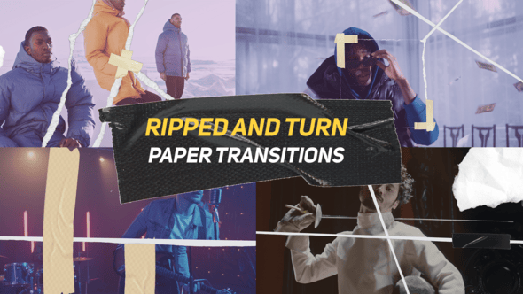 Videohive Ripped and Turn Paper Transitions
