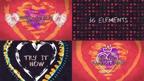 Videohive Doodle Hand Drawn Hearts Collection
