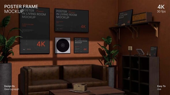 Videohive Poster Frame In Living Room Mockup