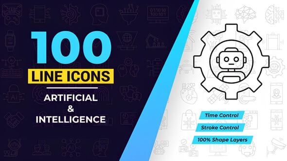 Videohive 100 Artificial Intelligence Line Icons 57125613