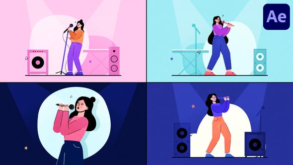 Videohive Singing Girls Explainer for After Effects