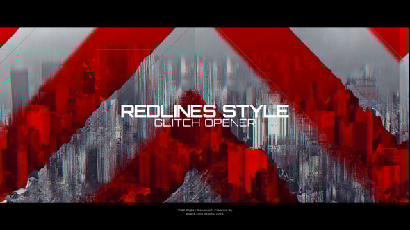 Videohive Red Lines Glitch Opener
