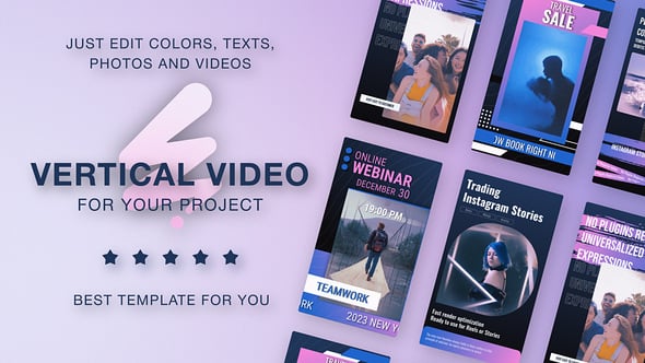 Videohive Social Media Reels – Travel Education Sport Fashion News Blue Pink