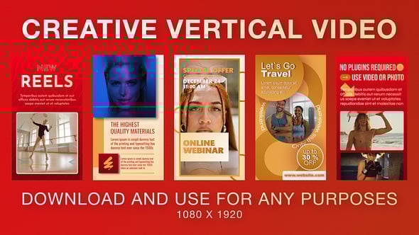 Videohive Vertical Slideshow Reels Red Gold