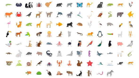 Videohive 100 Animals And Birds Animated Icons