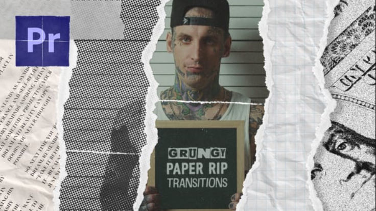 Videohive Grungy Paper Rip Transitions