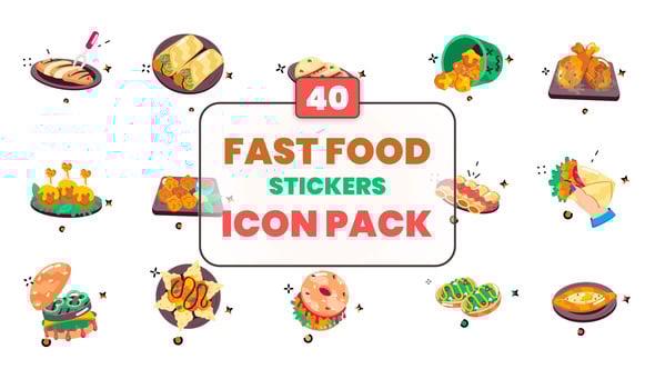 Videohive Fast Food Stickers Icon Pack