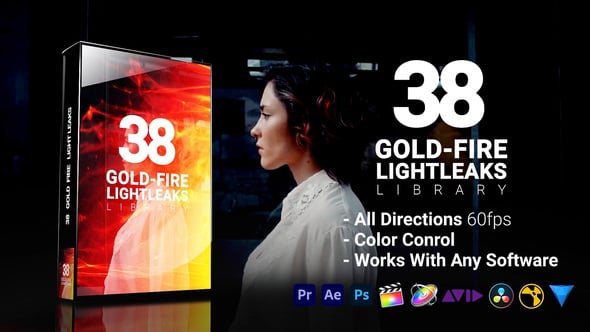Videohive 3D Light Leaks – Gold Fire