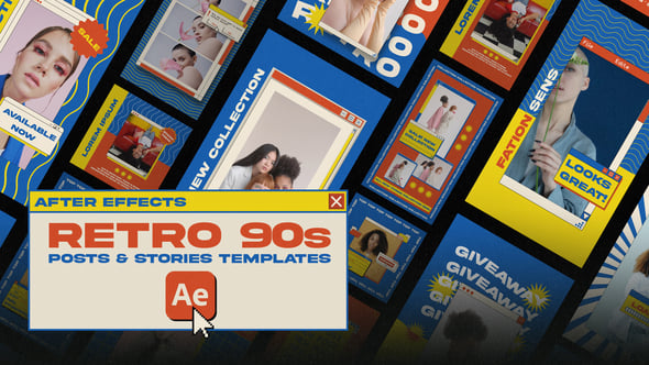 Videohive Retro 90s Social Media Templates For Ae