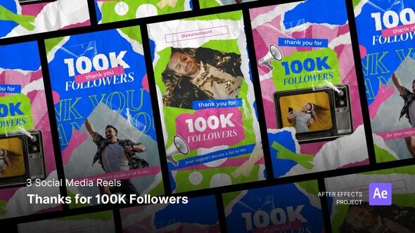 Videohive Social Media Reels – Thanks for 100k Followers After Effects Project Files