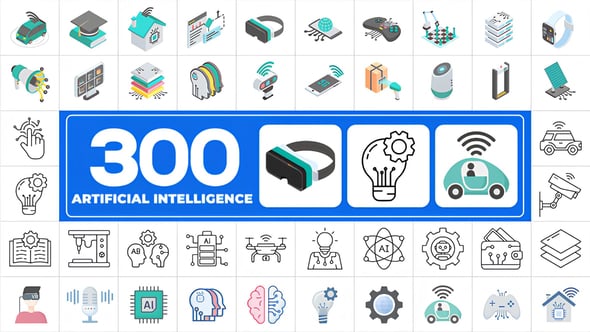 Videohive 300 Icons Pack Artificial Intelligence