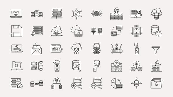 Videohive Database and Security Line Icons