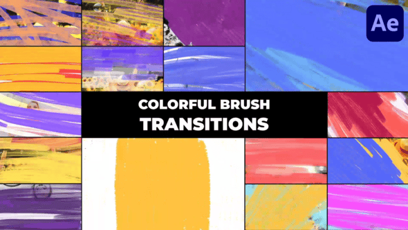 Videohive Colorful Brush Transitions | After Effects