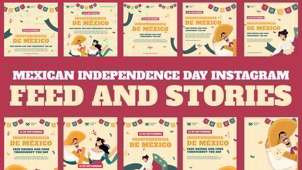 Videohive Mexican Independence Day Feed and Stories Instagram