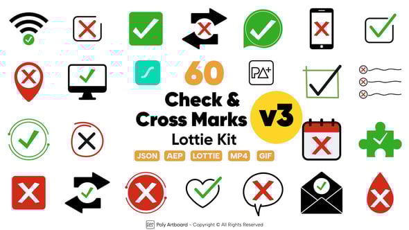 Videohive Check & Cross Marks Lottie Kit Vol.3