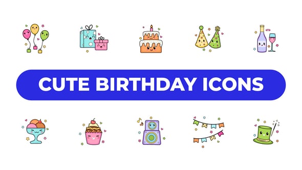 Videohive Cute Birthday Icons