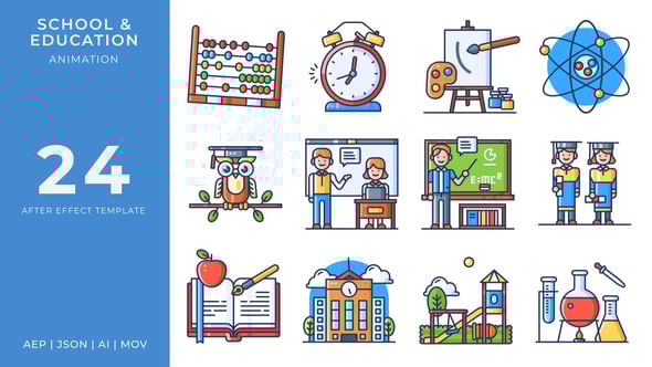 Videohive School & Education Animated Icons | After Effects