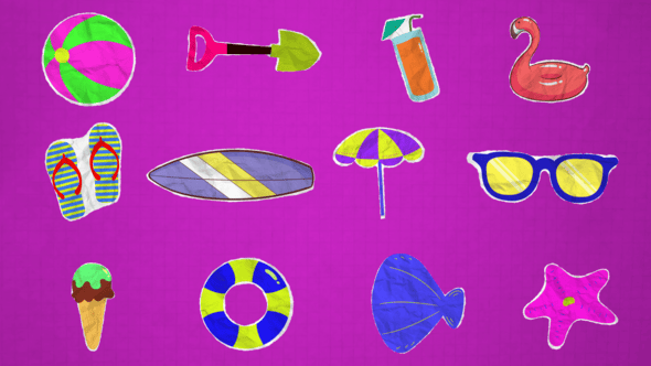 Videohive Paper Cut Summer Elements