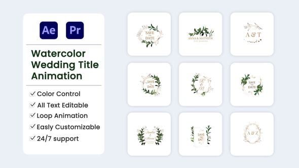 Videohive Watercolor Wedding Title Frame
