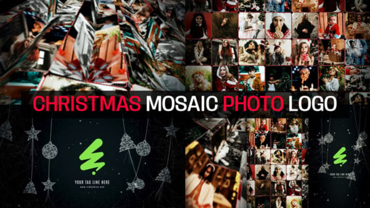 Videohive Christmas Mosaic Photo Logo + Royalty Free Music