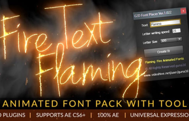 Videohive Fire Text Flaming Animated Font Pack with Tool