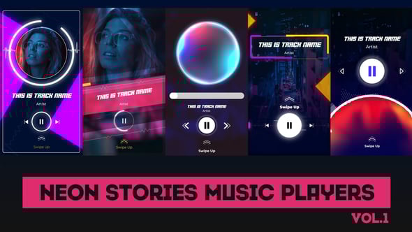Videohive Neon Stories Music Players
