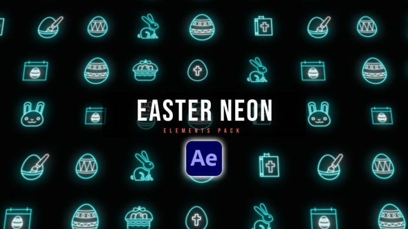 Videohive Easter Neon Icons