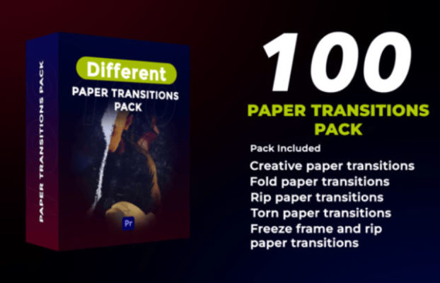Videohive 100 Paper Transitions Pack | MOGRT
