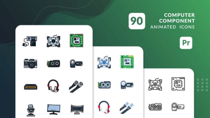 Videohive Computer Component Animated Icons | Premiere Pro