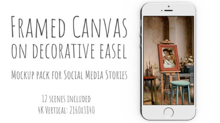 Videohive Framed canvas on decorative easel