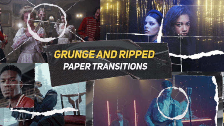 Videohive Grunge And Ripped Paper Transitions
