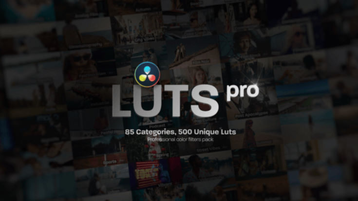 Videohive LUTs Pro: Professional Color Grading Pack with 500 LUTs For Davinci Resolve