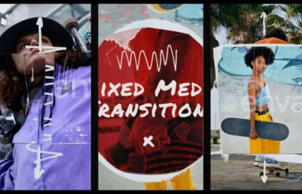 Videohive Vertical Mixed Media Paper Transitions | MOGRT