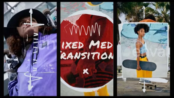 Videohive Vertical Mixed Media Paper Transitions | MOGRT