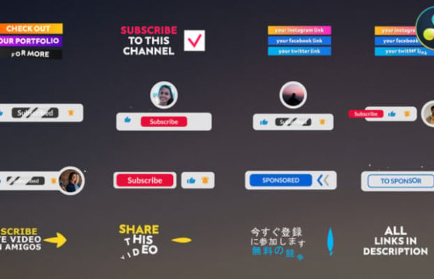 Videohive Youtube Lower Thirds And Buttons for DaVinci Resolve
