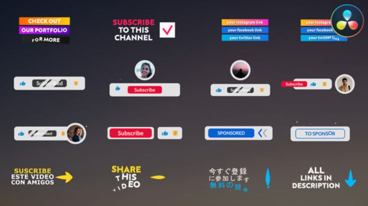 Videohive Youtube Lower Thirds And Buttons for DaVinci Resolve