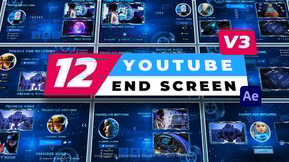 Videohive 12 YouTube End Screen V3