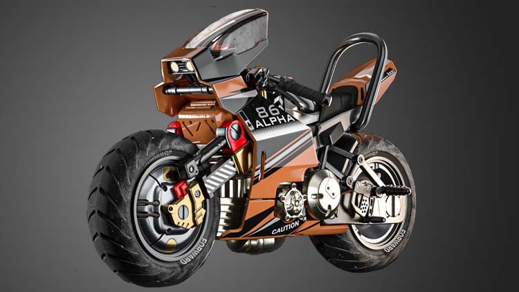 Futuristic Motorcycle Modeling, Unwrapping and Texturing By 3DRedBox Studio