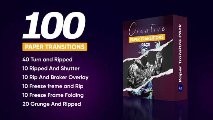 Videohive Creative Paper Transitions Pack For After Effects